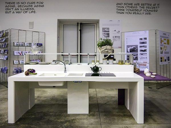 Materiali tecnici: Hi-Macs, Varenna, AdaptLiving